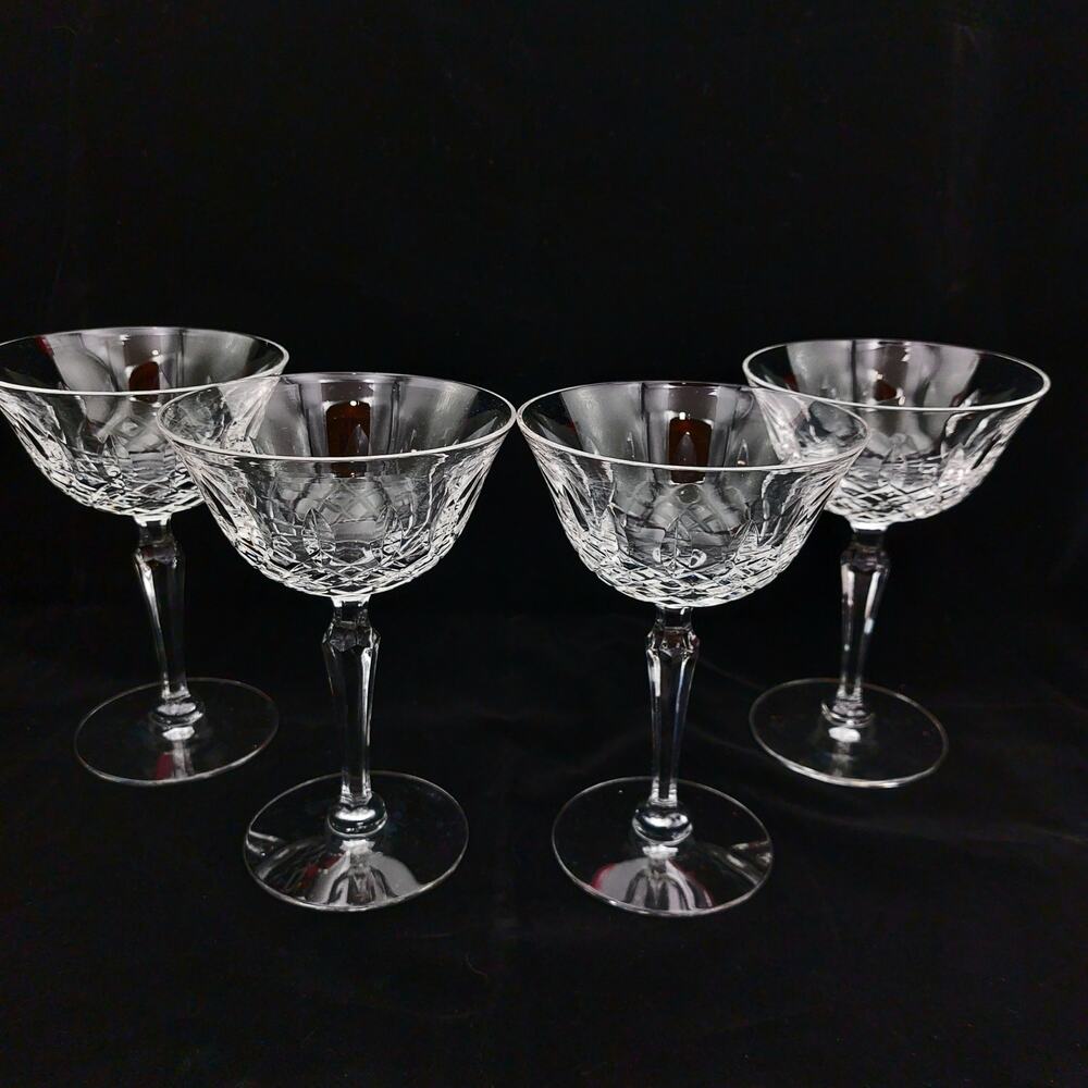 4 Vtg Tiffin Franciscan ELYSE Crystal Champagne Coupe Goblets Tall Sherbet MCM